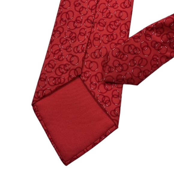HERMÈS 5174 IA XL Red Interlocking Circles Silk LUXURY Tie FRANCE - Picture 5 of 5